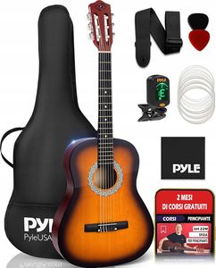 Pyle Gitarre Kinder ab 8 Jahre – Guitar Acoustic with Strings, Anfänger Gitarre 3/4, Konzertgitarre, Klassische Gitarre für Anfänger & Fortgeschritten