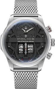 Police Graue Edelstahluhr mit doppelter Zeitzone Chrono Police Graue Edelstahluhr mit doppelter Zeitzone Chrono