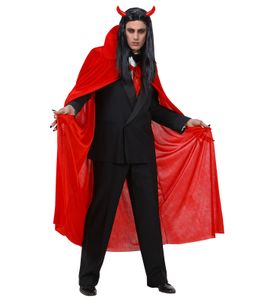 Teufel Vampir Umhang | Länge 140cm aus rotem Samt | Männer & Frauen | ideal für Karneval, Fasching & Halloween