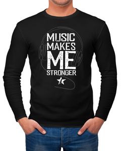 Herren Long-Sleeve Music makes me Stronger Spruch Statement Langarm-Shirt Neverless®  XL