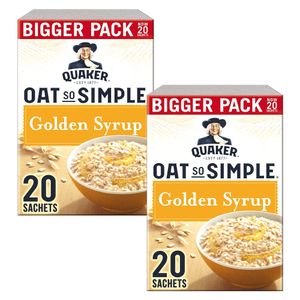 Cleverry Box Set mit Quaker Oat So Simple Golden Syrup Porridge Oatmeal - 40 Beutel x 36g Haferflocken - Brei für eine einfaches Frühstück