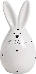 Porzellan Osterei Hase mit Punkten in Schwarz/Weiß, 10 cm