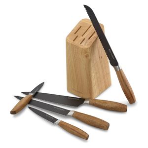 Echtwerk Küchenmesser Set aus hochwertigem Stahl, 6-teiliges Messerset mit Holzblock aus Pakkaholz, Küchenmesser-Set, Spezialstahl, Extrem scharf, Black-Edition