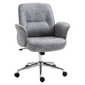 Kancelářská židle Vinsetto Kancelářská židle k psacímu stolu Otočná židle Domácí kancelářská židle s funkcí houpání Výškově nastavitelná ergonomická 360° otočná kolečka Moderní elegantní pěnové mikrovlákno Světle šedá 67x69x102 cm