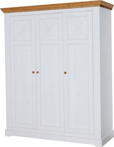 Kleiderschrank - Kiefernholz massiv gewachst - 156 x 200 cm - mit Kleiderstange