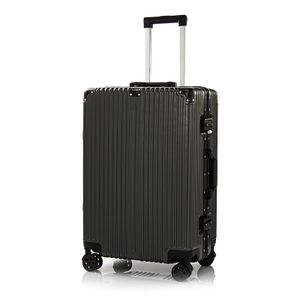 Reise Koffer Trolley Alu-Rahmen Polycarbonat Hartschale Combination Lock TSA, 4 Wheels Exklusive M-L-XL-Set (GRAU L, mittel)