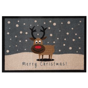 Fussmatte Schmutzfangmatte Merry Christmas Rentier grau 40x60 cm