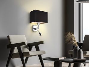 Wand-Leuchte Stoff Schwarz mit LED Leselampe für Bett, Nachttischlampe Bettlampe
