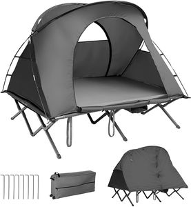 GOPLUS 4 in 1 Campingzelt mit Feldbett, 194×146×160cm Faltbar Kuppelzelt mit Aufblasbar Matratze & Regenabdeckung für 2 Personen