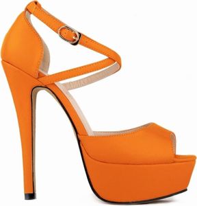 Plateau-Peep-Party-Toe-Schnalle-High-Heels-Sandale, 41, Orange