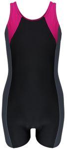Aquarti Mädchen Badeanzug mit Bein Ringerrücken, Farbe: Schwarz / Graphit / Amarant, Größe: 158