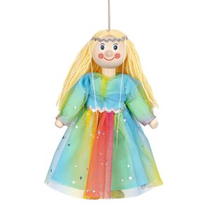 Marionette Fee-Regenbogen 20 cm, Holz-Marionette, Dekorationsartikel