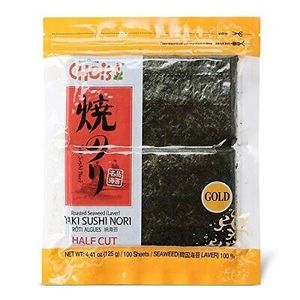 Yaki Sushi Nori Blatt, Sushiblätter, Algen, Seetang, 125 g, 100 halbe Blätter