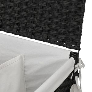 vidaXL Kosz na pranie z kółkami Czarny 60x35x60,5 cm Rattan