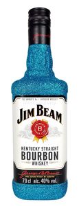 Jim Beam Bourbon Whiskey 0,7l 700ml (40% Vol) Bling Bling Glitzerflasche in blau -[Enthält Sulfite]