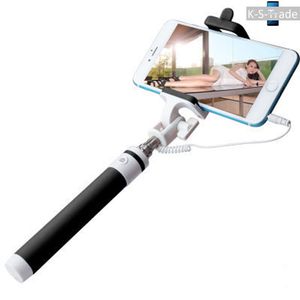 K-S-Trade Selfie Stick kompatibel mit Samsung Galaxy S10 (Dual-SIM)  Selfiestick kabelgebunden Monopod mit Kabel Stab Stange Selfportrait