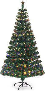COSTWAY 180cm Künstlicher Weihnachtsbaum LED, Beleuchteter Tannenbaum mit Stern, Christbaum für Weihnachten, Grün