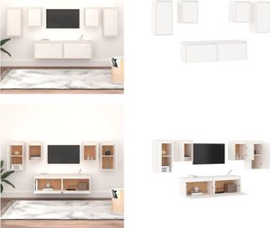 vidaXL TV Schränke 6 Stk. Weiß Massivholz Kiefer - TV-Schrank - TV-Schränke - TV-Schrank Holz - Hängeschrank