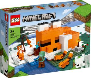 LEGO 21178 Minecraft Die Fuchs-Lodge, Spielzeug für Jungen und Mädchen ab 8 Jahren mit Figuren von ertrunkenem Zombie und Tieren, Kinderspielzeug