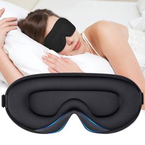 Schlafmaske 3D Seide Schlafbrille Augenmaske für Reise Schlafmaske Schwarz
