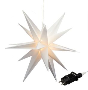 3D Advents Stern mit 40 LED in warm weiß - 60 cm - Outdoor Weihnachten Fenster Hänge Deko für Außen mit Timer