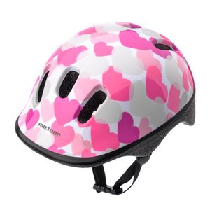 Meteor Schutzhelm, Kinderhelm, Fahrradhelm, Rollschuhe, KS06 Helm Kinderfahrradhelm Helm, größe  S 48-52 cm Pink hearts
