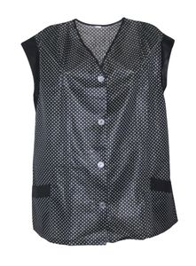 Kasack Hosenkasack Kittel kurz Schürze Dederon Polyester schwarz, rot und blau, Größe:42, Farbe:schwarz mit weißen Punkten