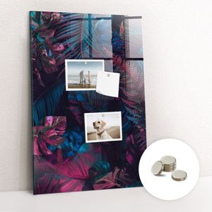 Magnetická tabuľa na stenu - Memo Tabuľa Sklenená - vrátane 5 magnetov - 40x60 cm - Tropické listy