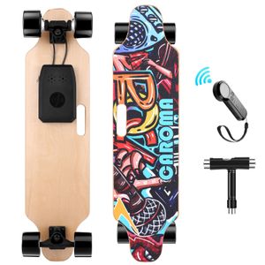 CAROMA elektrisches Skateboard, Elektro Longboard Skateboard mit Fernbedienung, Doppelmotor für Erwachsene, Anfänger, Jugendliche
