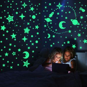 Leuchtsticker Wandtattoo leuchtsterne selbstklebend, 508pcs Leuchtsterne Punkten und Mond Wandsticker Wandaufkleber DIY für Schlafzimmer Jungen Mädchen Kinderzimmer