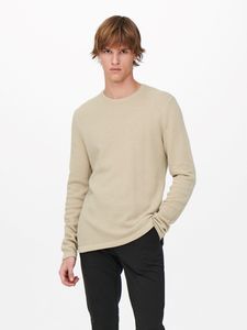 ONLY & SONS Pánský bavlněný svetr béžový GR63456 - velikost: L