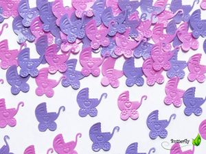 Konfetti Kinderwagen 18x19mm 15g Rosa Lila