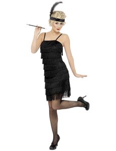 Schwarzes Flapper Kostüm - 20er Jahre Gr M