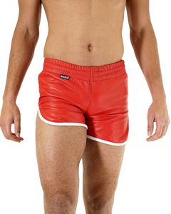 Bockle® Leather Shorts RED PUSH-STRAP Rote Leder Shorts Echtleder Lederhose , S