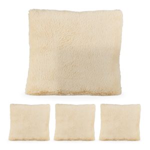 relaxdays 4 x flauschige Kissen creme