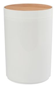 MSV Bad Serie "OSLO" Design Kosmetikeimer Bad Treteimer Abfalleimer Papierkorb Mülleimer 6 Liter (ØxH): ca. 18 x 26,3 cm weiß Bambus
