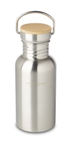ECHTWERK Praktische Trinkflasche aus hochwertigem Edelstahl mit Bambusdeckel, 500ml