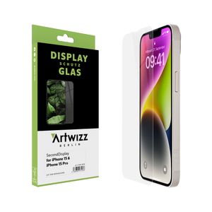 ARTWIZZ SecondDisplay Schutzglas für iPhone 15 / 15 Pro - Displayschutz aus Hartglas - Hüllenfreundlich