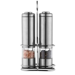 Elektrische Salz- und Pfeffermühle, Salz- und Pfefferstreuer aus Edelstahl mit einstellbarer Grobheit