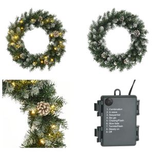 vidaXL Weihnachtskranz mit LED Leuchten Grün 60 cm PVC - Weihnachtskranz - Weihnachtskränze - Weihnachtsdekoration - Kranz