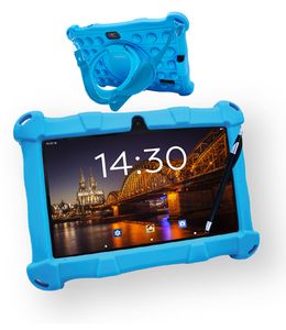 AngelTech Kindertablet SLIM - Android 13 - 3+4 GB RAM - 64+64 GB - 7 Zoll Kindertablet - Elterliche Kontrolle- Blau