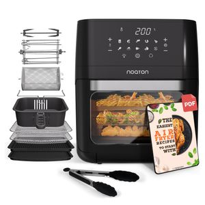 Noaton A120 Ultra Pro horkovzdušná fritéza 12 l, bez oleje, včetně knihy receptů a 26 cm kuchyňských kleští, 1800 W, 10 programů, displej