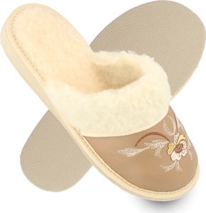 filsko® Vara - Hausschuhe Damen 36 bis 42 EU aus Rindsleder florales Muster