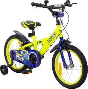Actionbikes Kinderfahrrad Turbo 16 Zoll - Kinder Fahrrad - V-Brake Bremsen - Kettenschutz - Fahrradständer - 4-7 Jahre (Gelb/Blau)