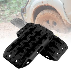 COSTWAY 2 Stücke Anfahrhilfe Sandbleche Offroad, Reifenleiter für Sand/Schlamm/Schnee, 10T, Recovery Board Tracks Mats, Traktionsmatte für Geländewagen Wohnmobil PKW LKW (Schwarz, 58 x 31 x 6 cm)