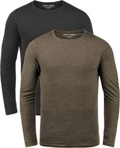 Jack & Jones 2er-Pack Langarmshirts Herren Basic Shirts Unifarben Stretch Rundhals, 2er Pack LS Olive/Bl-L Jack & Jones 2er-Pack Langarmshirts Herren Basic Shirts Unifarben Stretch Rundhals, 2er Pack LS Olive/Bl-L