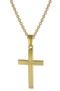 trendor 75809 Kreuz-Anhänger mit Kette Gold auf Silber für Damen und Herren, 50 cm