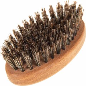 SIDCO Bartbürste oval + Wildschweinborsten Buchenholz kräftige Naturborsten Holzgriff