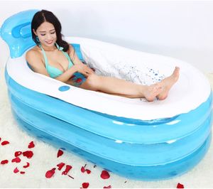 150cm Faltbare Aufblasbare Badewanne Erwachsene PVC Spa-Badewanne Aufblasbares Badekurort-Massage-Pool (Blau)