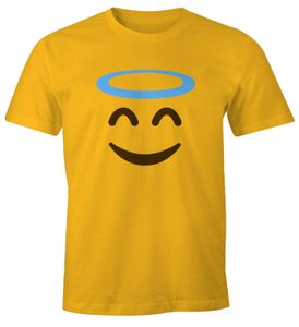 Herren T-Shirt Emoticon Gruppenkostüm Fasching Karneval Junggesellenabschied JGA lustig Fun-Shirt Moonworks® Engel gelb L